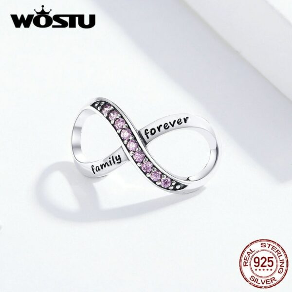 WOSTU Real 925 Sterling Silver Infinity Love Charms Forever Family Bead Fit Original Bracelet Pendant Zircon Jewelry FIC1146 4