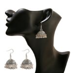 Tibetan Jewelry Silver Color India Geometric Hanging Dangle Drop Earrings Bohemia Bells Jhumka Earrings 5