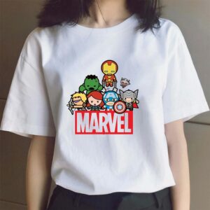 Spiderman The Avengers T Shirt Women Marvel Kawaii Print Super Hero Vintage Top Casual Fashion T-shirt Femme Unisex Tees Clothes 2