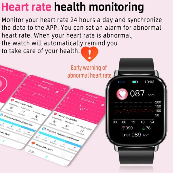 H01 1.69" Men Smart Watch Heart Rate Blood Pressure Monitoring Fitness Tracker Women Smartwatch Custom Watch Face 4