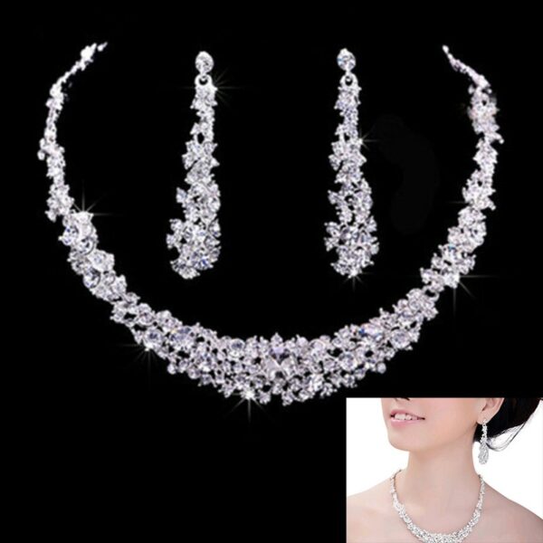 Women Luxury Wedding Prom Bridal Jewelry Sets African Beads Rhinestone Wedding Necklace Earrings Bracelet Sets Accessories 3