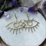 Gold plated brass evil eye earrings turkish style pendants boho bohemian jewelry lightweight big large fashion women gift 2020 4