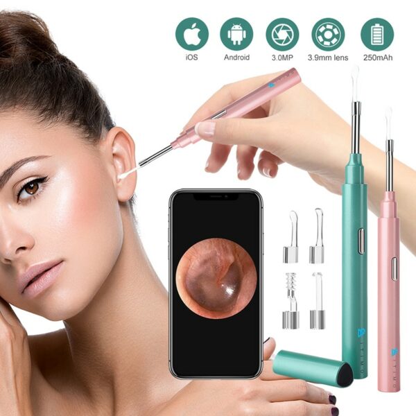 Ear Wax Removal Endoscope 1080P FHD Wireless Ear Otoscope with 6 LED 3.9mm Visual Ear Scope Camera Safe Ear Pick for iPhone 1