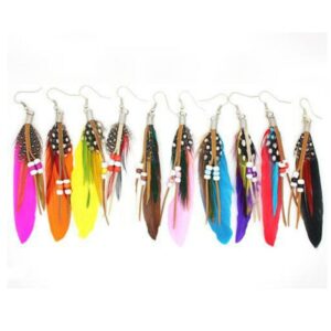 2019 New Bohemia Feather Tassel Earrings For Women India Style Feather Charm Dangle Earrings Ethnic Tribal Hippie Jewelry Gift 2