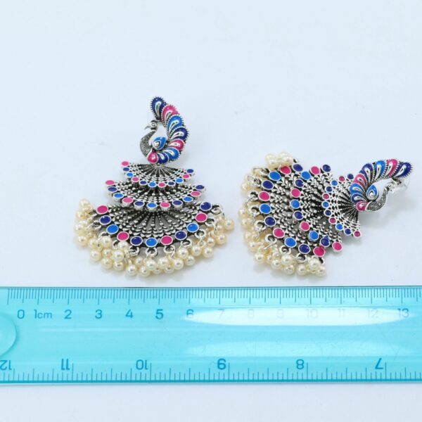 Afghan Women Silver Color Peacock Indian Jewelry Gypsy Vintage Ethnic Boho Tribe Tassel Drop Earrings Jhumka Earrings Jewelry 3