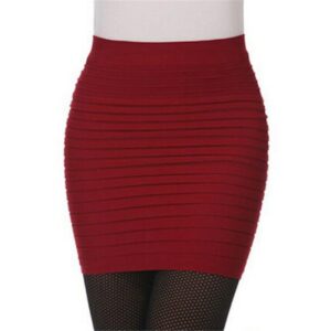 CUHAKCI Summer Skirts Sexy Short Ladies Skirt High Waist A-Line Skirts High Elastic Black Red Pleated Skirt Candy Colors 1