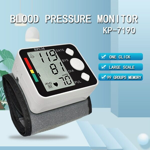 Portable Automatic Sphygmomanometer LCD Display Wrist Blood Pressure Monitoring Medical Pulse Heart Rate Monitoring Tonometer 3