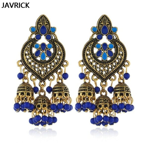 Retro Indian Bollywood Kundan Jhumka Jhumki Drop Earrings Gypsy Fashion Jewelry 2