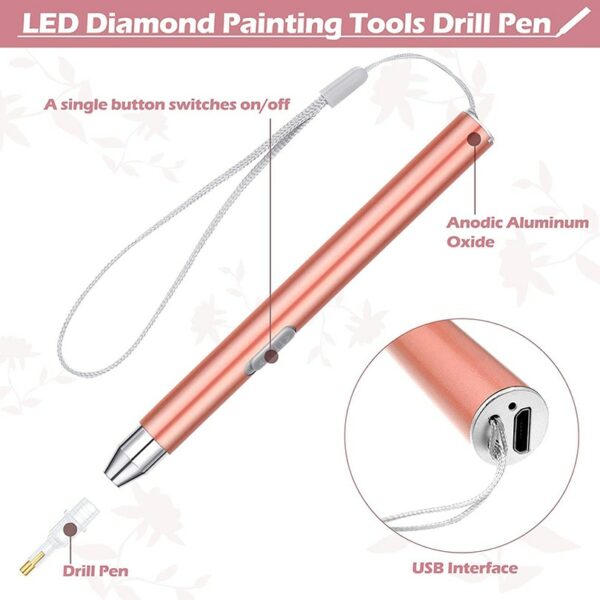 14cm Rechargeable Lighting Diamond Painting Drill Pen Cross Stitch Pen LED Drill Pens DIY Crafts Sewing Embroidery Accessories 4