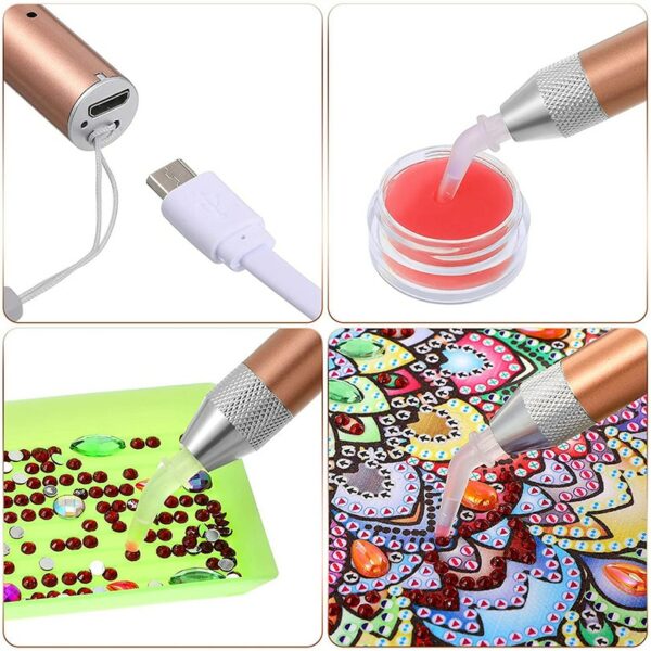 14cm Rechargeable Lighting Diamond Painting Drill Pen Cross Stitch Pen LED Drill Pens DIY Crafts Sewing Embroidery Accessories 2