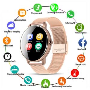 New Full Touch Smart Watch Women Men Blood Pressure Heart Rate Monitor Steel Wristband Smartwatch Waterproof For Android IOS 1