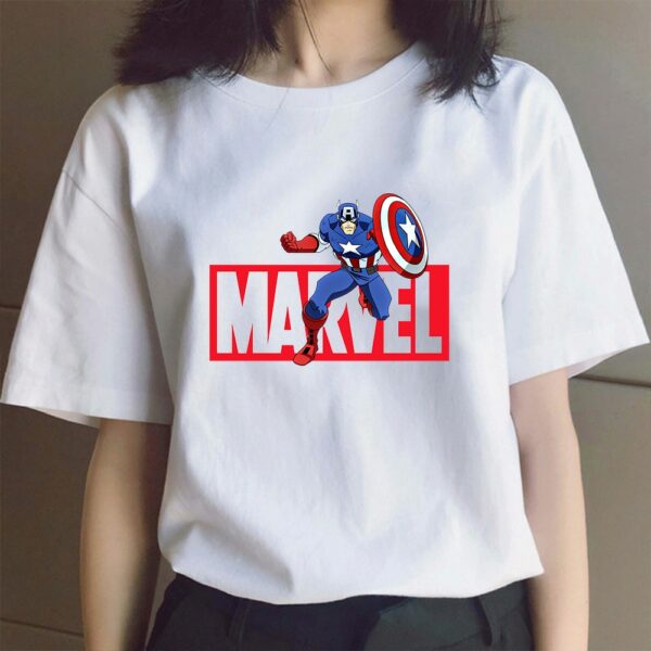 Spiderman The Avengers T Shirt Women Marvel Kawaii Print Super Hero Vintage Top Casual Fashion T-shirt Femme Unisex Tees Clothes 5