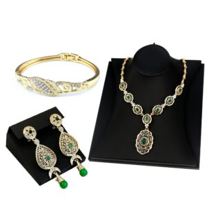 Sunspicems Brand Design Algeria Moroccan Bride Wedding Jewelry Women Earring Necklace Bangle Sets Gold Color Jewelry Sets 2021 1