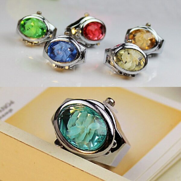 Fashion Women Ring Watch Elliptical Stereo Flower Ladies Clamshell Watches Adjustable Rings Quartz Watches LL@17 2