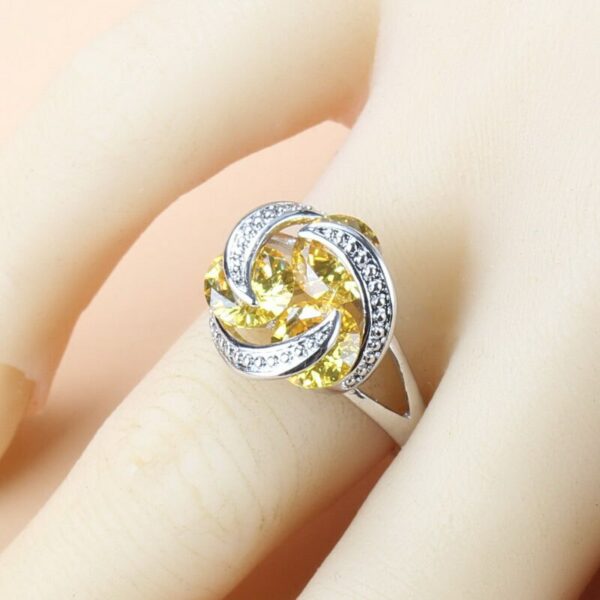 Women‘s’ Summer Accessories Jewelry Sets Yellow Cubic Zirconia Stud Earrings And Ring Sets Free Shipping 5