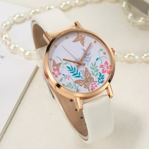 Simple Female Dress Wristwatches Classical Design Printed Butterfly Luxury Women Fashion Watches Ladies Quartz Leather Watch 3