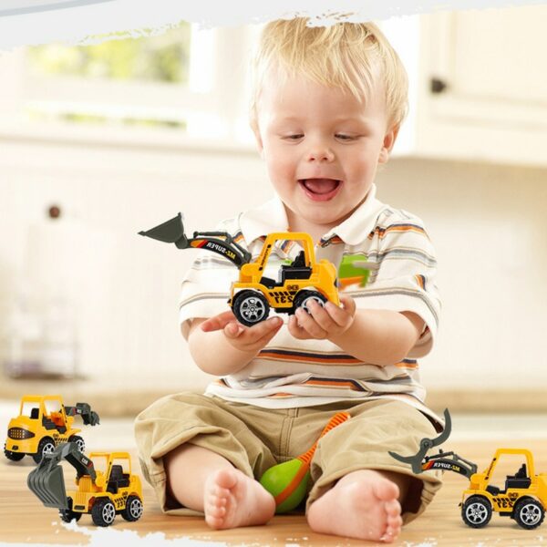 6 Styles Engineering Cars mini Diecast Plastic car Construction Vehicle Excavator Model toys for children with toy boys gift 2