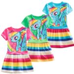 My Baby Princess Kids Unicorn Cotton Striped Cartoon Little Pony Summer Dresses For Girls Infantil Children Vestidos Clothing 1