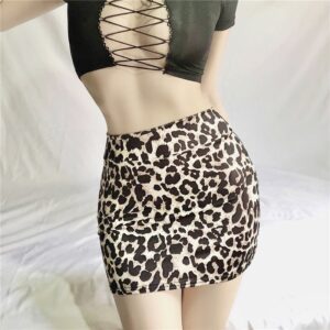 Tight Party See Through Skirts Micro Mini High Waist Skirts Sexy Leopard Snake pattern Skirts Casual Package Hip Short Skirts 2