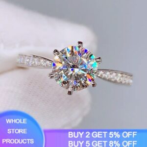 YANHUI High Quality Classic Eternity 1ct Wedding Rings Exquisite 100% Original 925 Silver Zirconia Diamond Rings For Women XR016 1