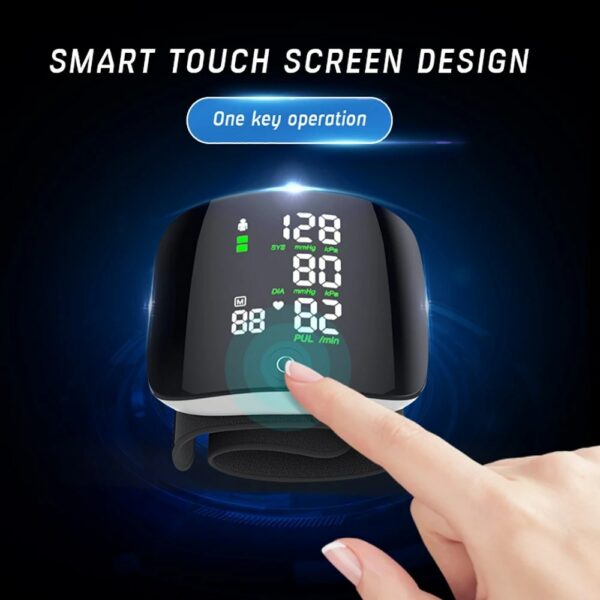 Chargeable Smart Touch LCD Screen Voice Wrist Blood Pressure Monitor Digital Automatic BP Tonometer Heart Rate Sphygmomanometer 3