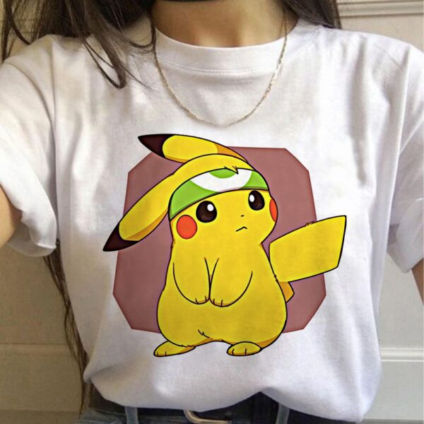 2021 Fashion Summer Pokemon T-shirt Pikachu Bulbasaur Tops Cartoons Kawaii Anime Painting Print Women Casual Clothes Tee Shirt 5