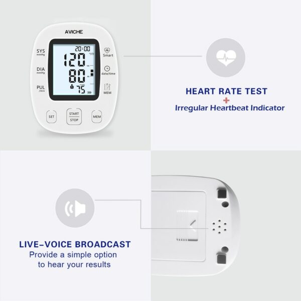 AVICHE Professional Automatic Digital Arm Blood Pressure Monitor Backlit LCD Display Talking Medical Device Sphygmomanometer 2