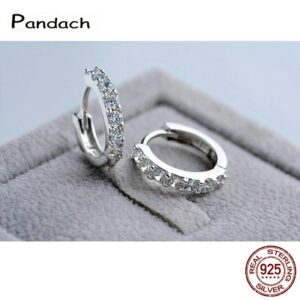 PANDACH 100% Real 925 Sterling Silver Crystal Circle Earring For Women Making Jewelry Gift Wedding Party Engagement E024 1