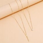 VAGZEB Simple Crystal Geometric Gold Pendant Necklace Set for Women Charms Fashion Square Rhinestone Female Vintage Jewelry 3