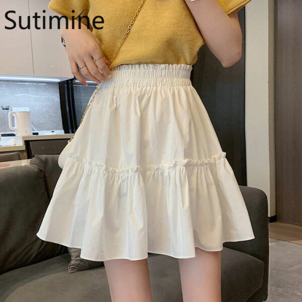Summer 2021 New White Shorts Skirt Women's Small High Waist A-line Skirt Pleated Student Lady Cute Skirts Ins Tide Wholesale 4