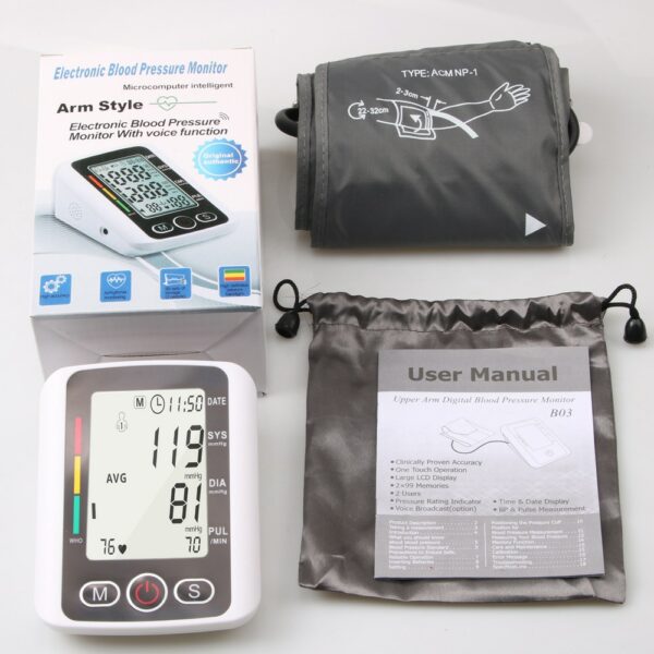 Portable  Blood Pressure Mechinne  Meter Heart Rate Pulse Tonometer Smart Voice Tonometer Health Care Home Sphygmomanometer 5
