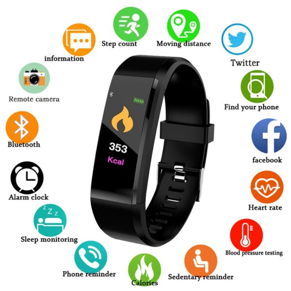 115 Plus Smart watch for Men Women Smart Bracelet Watch Fitness Tracker Pressure Sport Watch Heart Rate Monitor Band 2