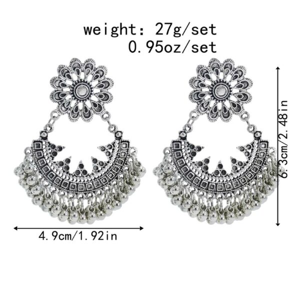 Afghan Jewelry Oxidized Silver Color Drop Earrings for Women Carved Flower pendientes  Turkish Gypsy Tribal Party Jewelry Gift 4