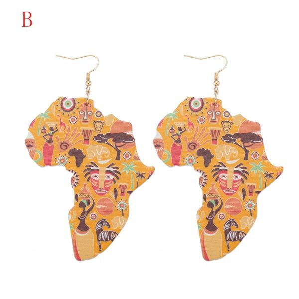 YULUCH 2018 Latest Ethnic Women Jewelry Design Natural Wooden African Original Eco Animal Painted Pattern Pendant Earrings Gifts 3