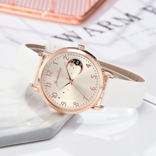 Women Watch Moon Numbers Dial Bracelet Watches Set Ladies Leather Band Quartz Wristwatch Women Female Clock Relogio Mujer Hot 5