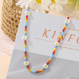 New Lovely Daisy Flower Colorful Beads Pearl Clavicle Choker Necklace for Women Girls Spring Summer Jewelry Wholesale 1