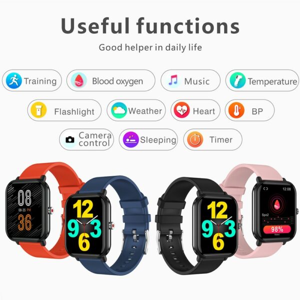 SENBONO 5ATM Waterproof Smart Watch Men Women Smartwatch 24 Sport Modes Temperature Fitness Tracker SPO2/BP/HR for Apple Xiaomi 6