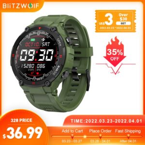 [400mAh Battery] BlitzWolf BW-AT2  Smart Watch 24h Heart Rate Monitor Blood Pressure Oxygen Measure Wristband Custom Watch Faces 1