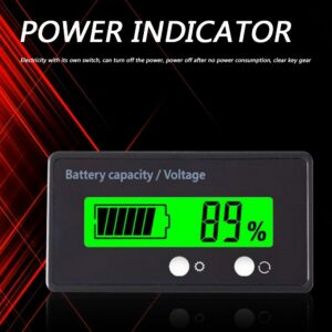 Battery Monitor 6-63V DC Lead Acid Lithium Ion Battery Capacity Tester Percentage Level Voltage Meter Gauge Green Backlight LCD 2