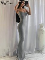 Hugcitar Satin Slip Sleeveless Backless Slim Sexy Maxi Dress 2022 Spring Women Party Y2K Concise Bodycon Elegant Clothing 2