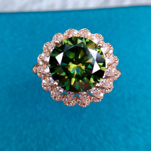 Luomansi Luxury 5CT 11MM Green Moissanite Ring Passed Diamond Test High Jewelry Wedding Anniversary Party 3