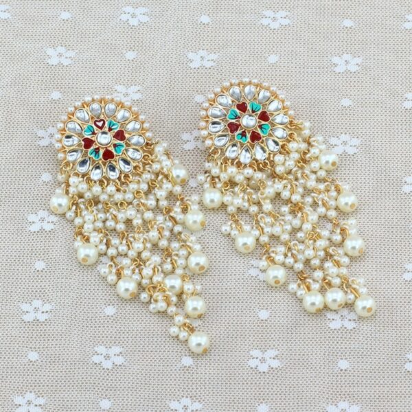 Women Bollywood Ethnic Bridal Bride Kundan Earrings Pearls Jhumka Jhumki Indian Bahubali Drop Earrings Fashion Jewelry 1