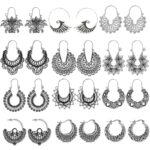 HuaTang Vintage Hollow Mandala Flowers Earrings for Women Antique Silver Color Geometric Drop Earrings Indian Jewelry brincos 1