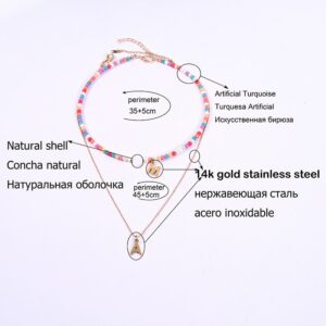 Colorful Beads Initial Choker for Women Stainless Steel Letter Pendant Necklace Fashion Shell Heart Jewelry Boho Accessories 2