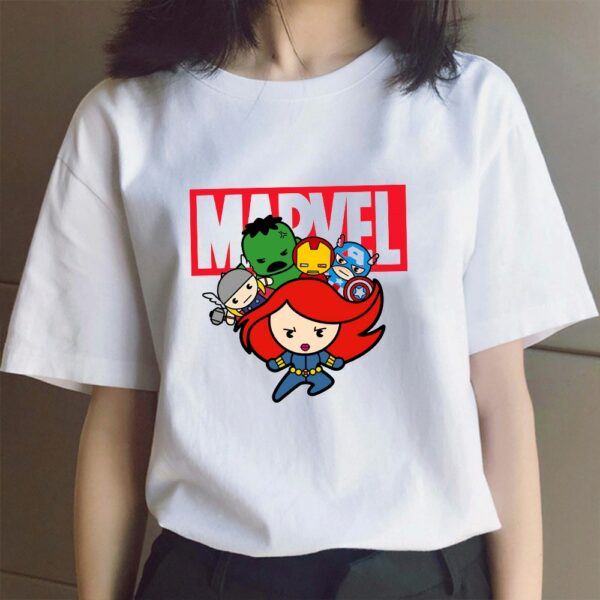 Spiderman The Avengers T Shirt Women Marvel Kawaii Print Super Hero Vintage Top Casual Fashion T-shirt Femme Unisex Tees Clothes 6