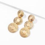 WYBU Hand Made Round Sheets Metal Drop Earring Bollywood Style Traditional Indian Ear  Jewelry Twisted and Textured Gold Finish 3