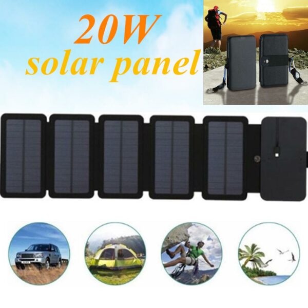 KERNUAP 20W Power Folding Solar Cells Charger Outdoor 5V 2.1A USB Output Devices Portable Solar Panels For Phone Charging 1
