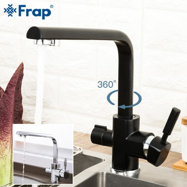 Frap Kitchen Faucets Deck Mounted Mixer Tap 360 Degree Rotation with Water Purification Mixer Tap Crane For Kitchen Y40104/-1 1
