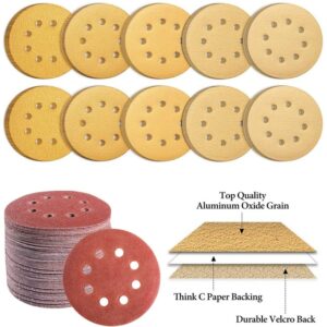 10pcs 5 Inch 125mm 8 Hole Yellow Round Sandpaper Eight Hole Disk Sand Sheets 40-2000Grit Sander Disc Abrasive Polishing Tools 1