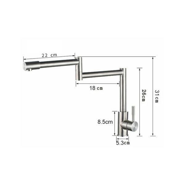 BAKALA 304 Stainless Steel Lead-free Folding Kitchen Faucet Mixer 360 Degree Swivel Single Handle Nickel Kitchen Sink basin Taps 4